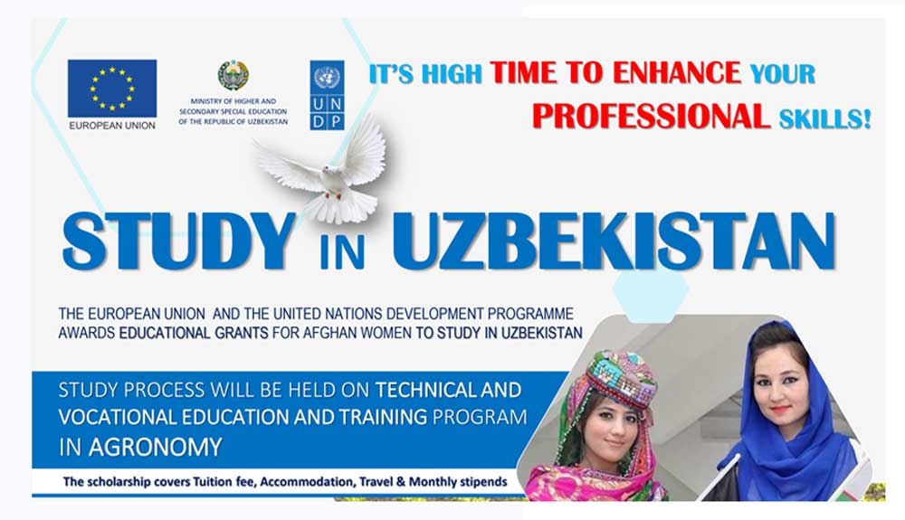 European Union and UNDP Grant for Afghan Women to study in Uzbekistan banner