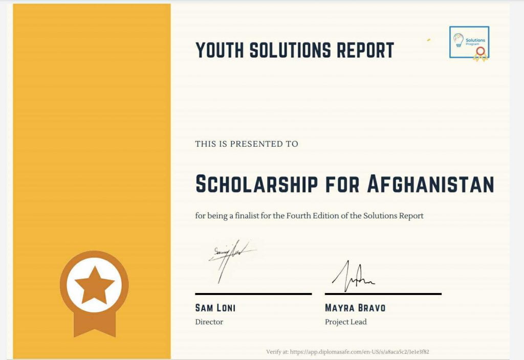 SDSN Youth Solutions Scholarship for Afghanistan